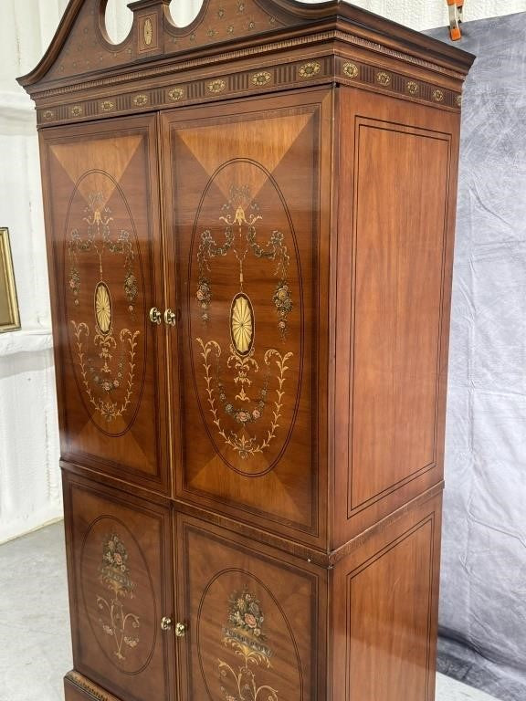 Drexel Heritage Chippendale Marquetry Cabinet