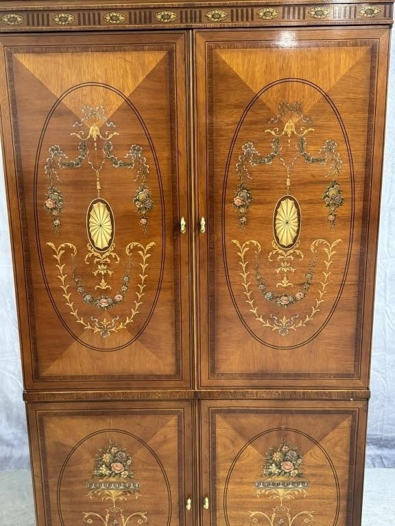 Drexel Heritage Chippendale Marquetry Cabinet