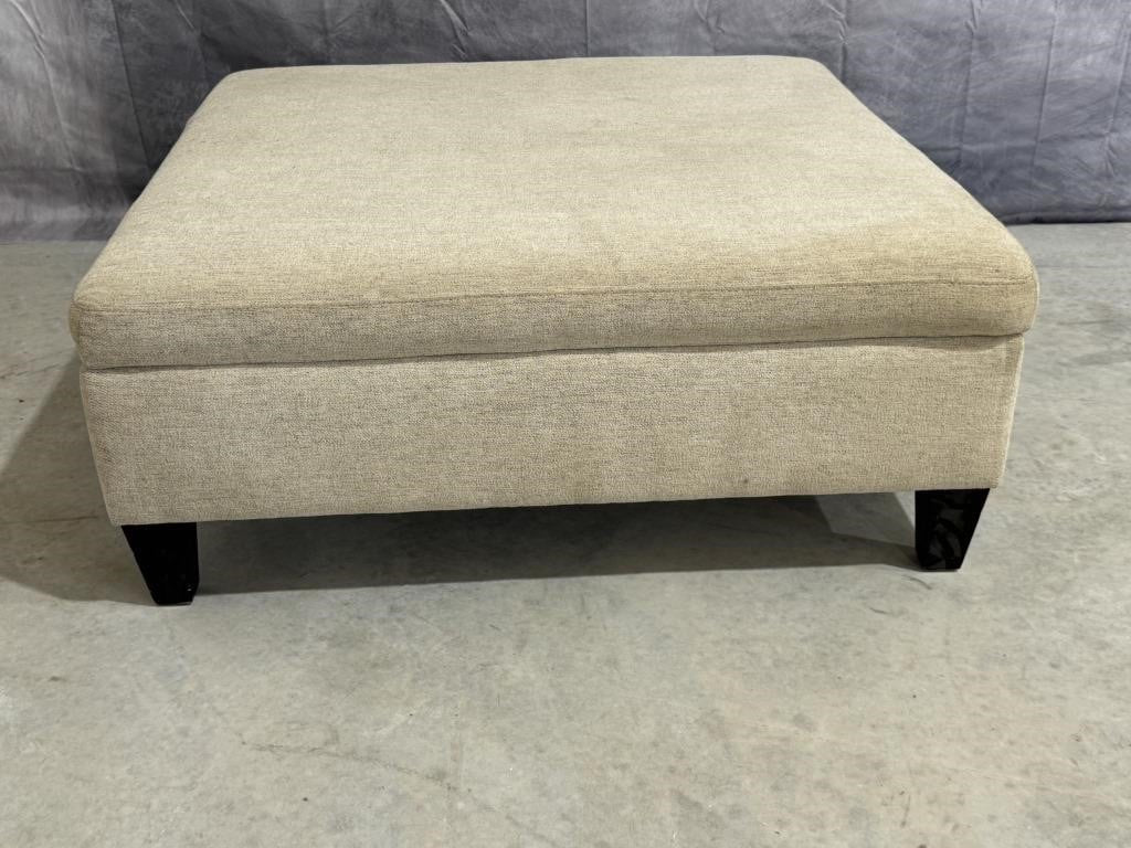 Large Upholstered Ivory Storage Ottoman