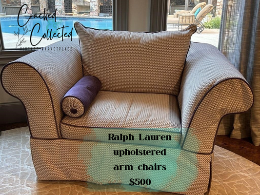 High-End Ralph Lauren Upholstered Arm Chairs — Set of 2