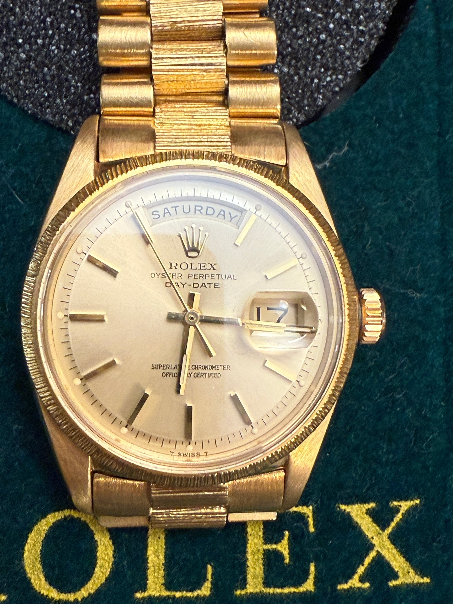 18k Yellow Gold Barked Rolex President Watch Ref 1807
