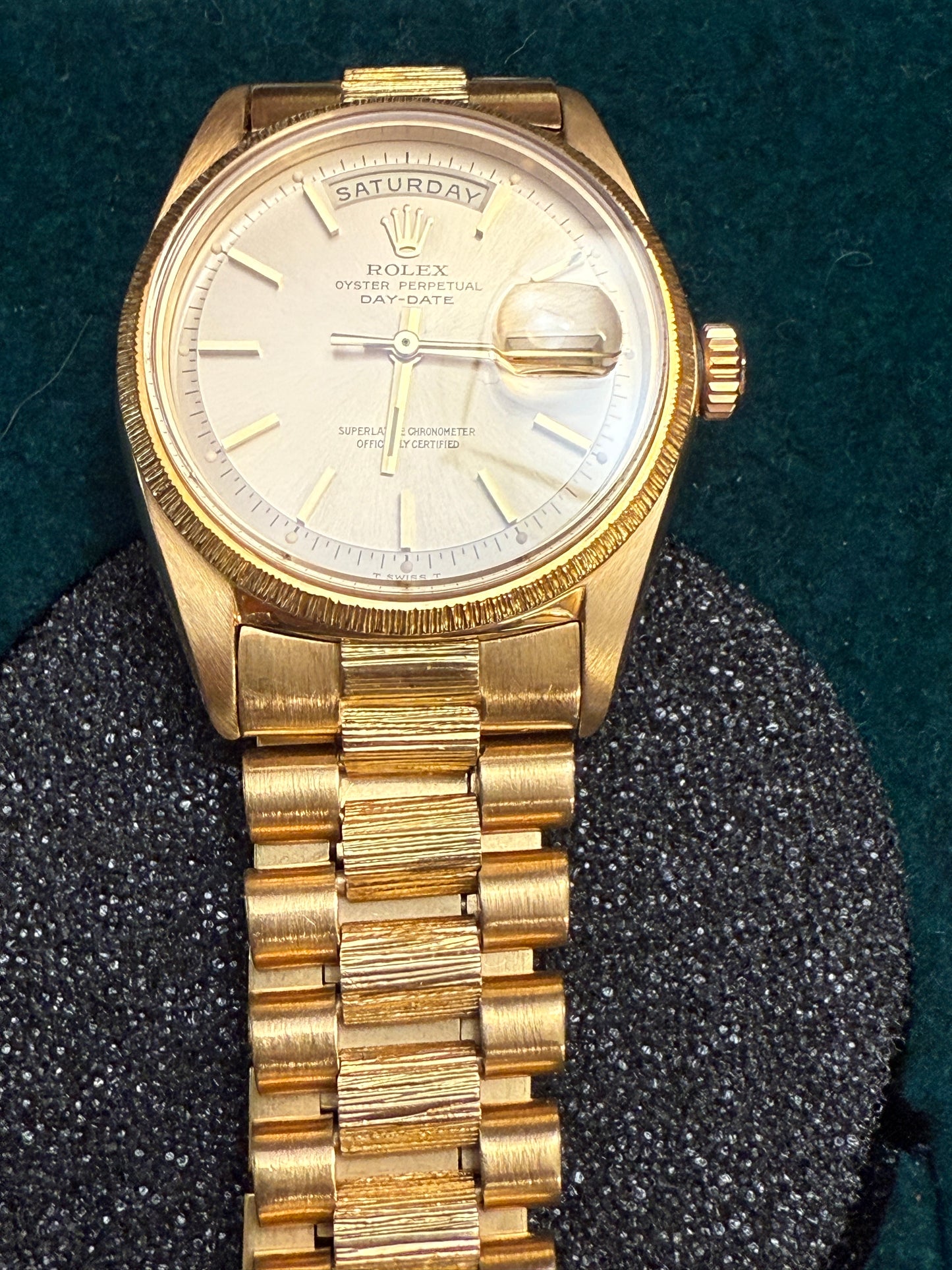 18k Yellow Gold Barked Rolex President Watch Ref 1807