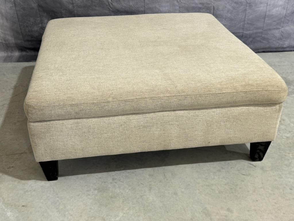 Large Upholstered Ivory Storage Ottoman