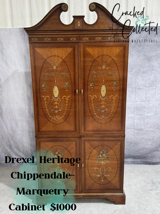 Drexel Heritage Chippendale Marquetry Cabinet