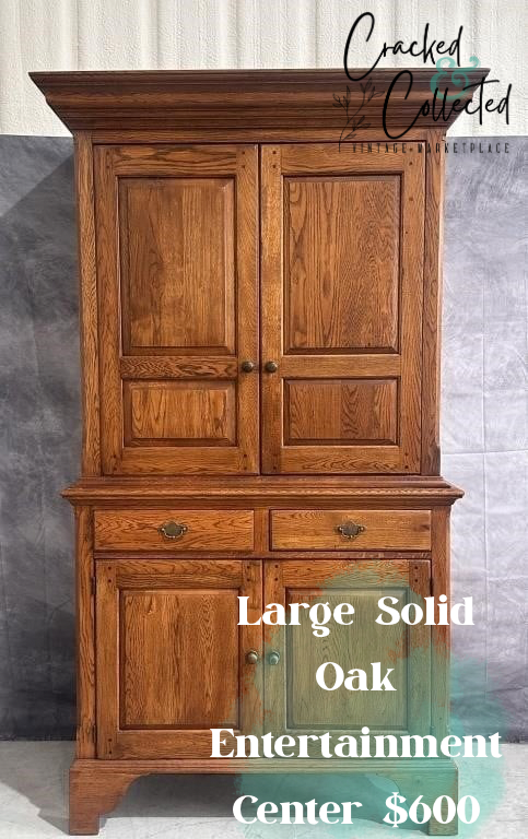 Large Solid Oak Entertainment Center