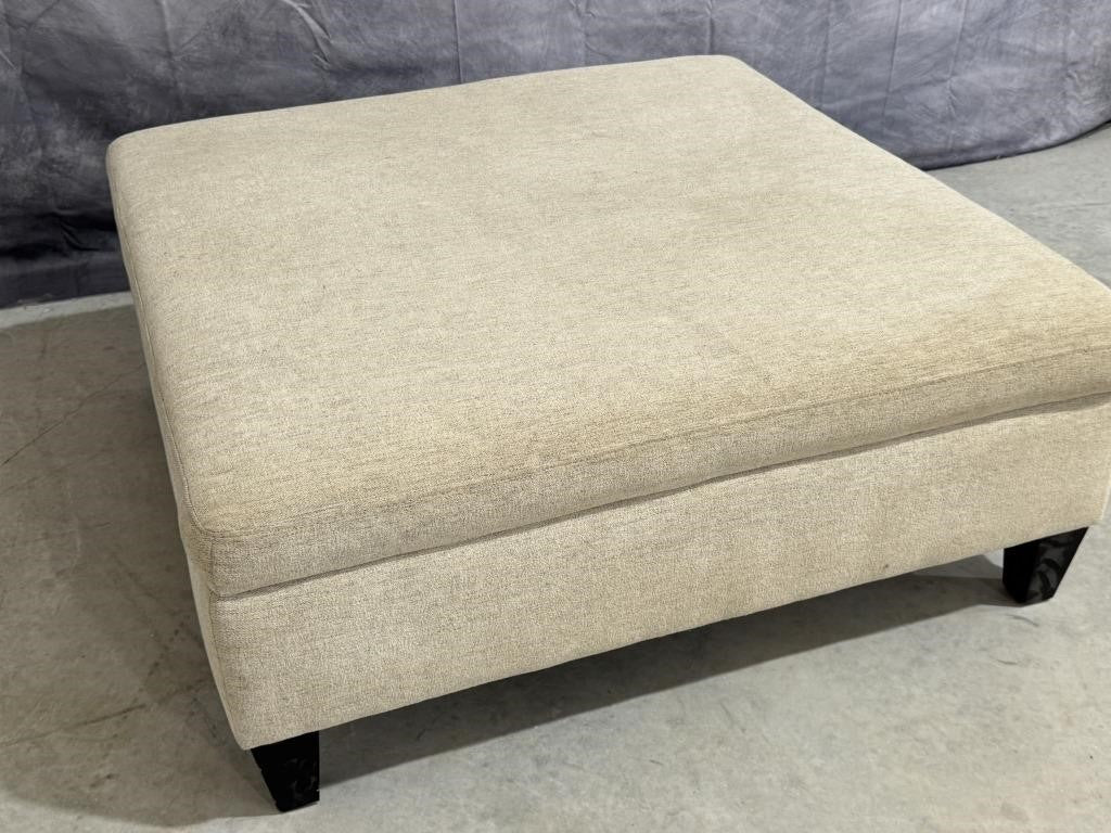 Large Upholstered Ivory Storage Ottoman