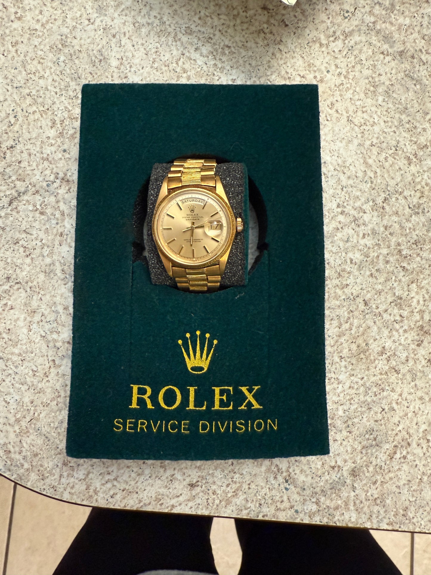 18k Yellow Gold Barked Rolex President Watch Ref 1807